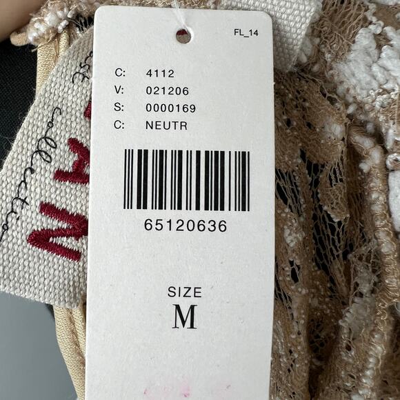 ANTHROPOLOGIE DOLAN Sheer Ivory Lace Puff Sleeve Mock Neck Blouse Top Size M NEW - Picture 11 of 13